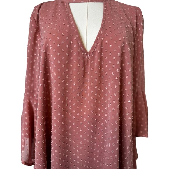 NWT Small Band Of Gypsies Blush Mauve Polka Dot Blouse Polyester - Picture 12 of 12